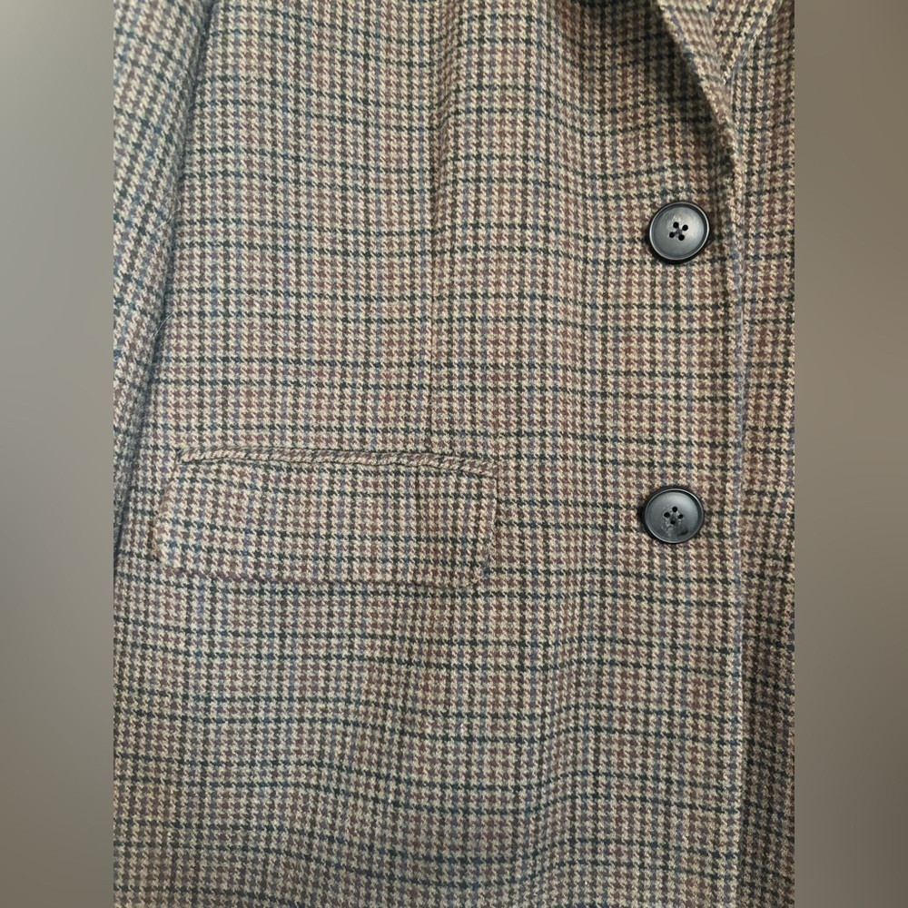 Vero Moda Houndstooth Grey Black Brown Recycled Wool Blend Knit Blazer Jacket - Picture 8 of 12